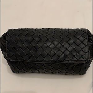 Bottega Veneta black kid clutch